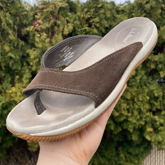 L.L. Bean Women’s Slip On Brown Suede Thong Sandals Size 11M - Picture 10 of 10